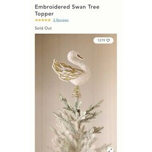 NWT Anthropologie Swan Tree Topper Beaded Embroidered